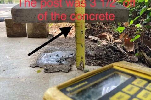 The image shows a post elevated 3.5 feet above a concrete base, highlighting its vertical placement.