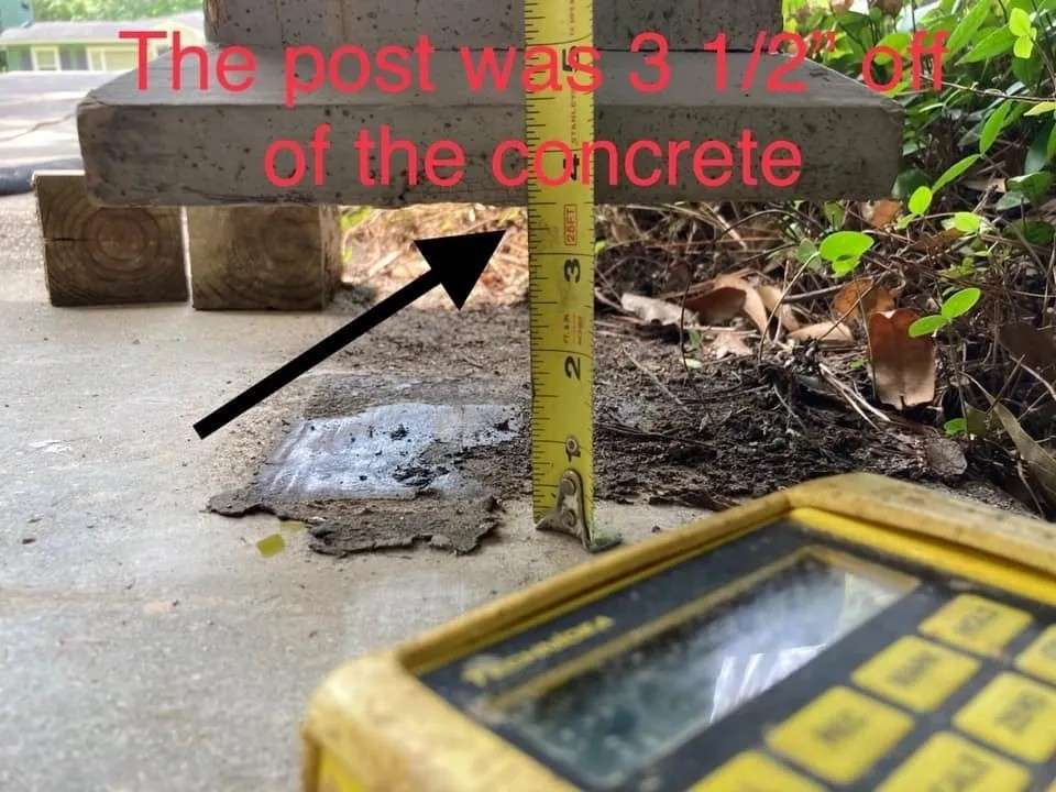 The image shows a post elevated 3.5 feet above a concrete base, highlighting its vertical placement.